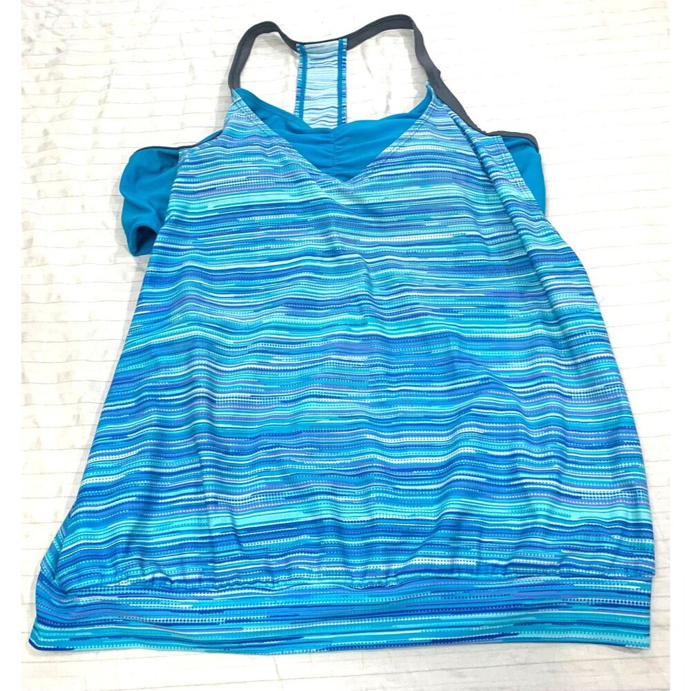 FREE COUNTRY WOMENS SWIM WIRE FREE TANKINI TOP SIZE L